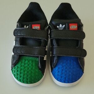 6c Toddler Lego Black and Green Sneakers with Velcro Straps